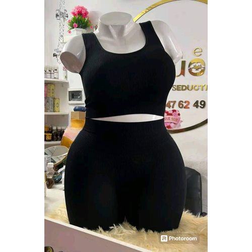 Ensemble Collant Avec Haut Sauté Noir