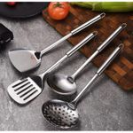 product_image_name-Gm-Ustensiles De Cuisine En Inox - écumoire, Louche, Spatule (4 Pièces)-1