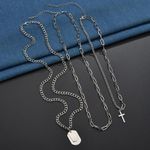 product_image_name-STY-Collier 3 en 1, Collier en alliage, Collier avec pendentif en argent, Collier simple en acier titane-8