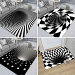 product_image_name-Generic-3D Geometric Stereo Trap Vision Living Room Bedroom Carpet,Size: 40x60cm - Black-5