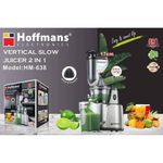 product_image_name-Hoffmans-Extracteur de Jus Lent Vertical 2-en-1 HM-638 (280 W) - Pression à Froid, Goulotte Extra-Large 77mm - Préserve Nutriments, Jus de Fruits & Légumes + Presse-Agrumes-2