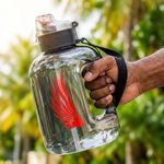 product_image_name-Generic-Tasse d'eau de grande capacité de trois pièces, bouilloire de sport portable avec paille, noir, capacité 2000ml, 900ml, 300ml gourde-2