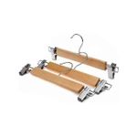 product_image_name-Generic-Lot De 3 Cintres En Bois Naturel Avec Pinces Pour Pantalons, Jupes, 33 Cm-1