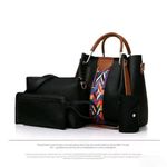 product_image_name-SUNDASELF-Sac à la mode pour femmes, ensemble de quatre pièces de sacs à épaule / à main en cuir - Noir-1