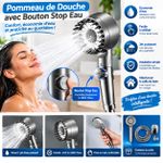 Pommeau de douche multifonction avec bouton d’arrêt d’eau