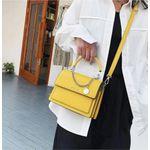 product_image_name-Fashion-Sac à Main Femme élégant – Bandoulière Et Poignée – Jaune Moutarde – Cuir PU – Chaîne Argentée-5