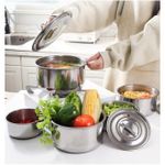 Generic Ensemble de 5 casseroles en acier inoxydable, casseroles multifonctionnelles avec couvercles - image 8