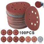 100pcs Disques De Ponçage, Tampon De Polissage Pour Ponceuse à 8 Trous，papier De Verre