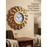 Generic Horloge Murale Royale "Sunburst" – Design Solaire & Pierres Multicolores - image 2