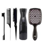 product_image_name-Generic-Ensemble De 5 Flacons Pulvérisateurs Brosses à Cheveux Pulvérisatrices Pour Salon De Coiffure, Peigne De Style Professionnel-Noir-1