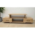 Table TV moderne Avec design bicolore en bois clair et blanc