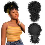 Generic C-hignon haut afro à cordon avec frange, extension de cheveux