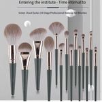 Fashion 14Pcs Soft Green Makeup Brush Set with Storage Bag