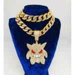 Chic Chaîne En Strass Or Chaîne Luxueuse Bling Médaillée POKEMAN