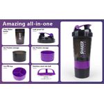 product_image_name-Generic-Shaker Bouteille D’eau Portable, Bouteille D'eau de Sport, Gym, Fitness Et Compartiment à Gélule - Violet/Noir-4