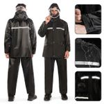 Generic Imperméable Complet Noir, Roctee Veste De Pluie Réutilisable En EVA