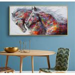 Generic Tableau décoratif duo chevaux art abstrait  100X50