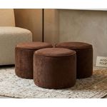 SIMO Lot de 3 Poufs Ronds en daim Premium Marron