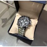 Quamer Montre De Luxe Pour Homme - Argent Fond Noir