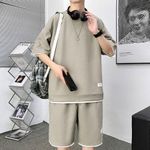 product_image_name-GALUIN-Ensemble T-shirt Waffle et short - kaki-4