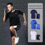 GALUIN Ensemble T-shirt à manches courtes col rond & short 2 en 1 pour hommes - Gris - image 6