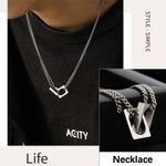 product_image_name-STY-Ensemble de bijoux pour hommes 2 pièces 2 en 1 Collier + Bracelet Ensemble Collier en acier titane Bracelet double couche-3