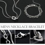 product_image_name-STY-Ensemble de bijoux pour hommes 2 pièces 2 en 1 Collier + Bracelet Ensemble Collier en acier titane Bracelet double couche-4