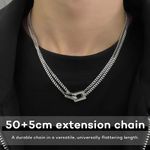 product_image_name-STY-Ensemble de bijoux pour hommes 2 pièces 2 en 1 Collier + Bracelet Ensemble Collier en acier titane Bracelet double couche-5