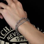 product_image_name-STY-Ensemble de bijoux pour hommes 2 pièces 2 en 1 Collier + Bracelet Ensemble Collier en acier titane Bracelet double couche-7