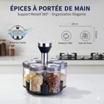 product_image_name-Generic-Support à Épices Rotatif 360° (6 Pots) - Bocaux en Verre, Couvercles en Acier Inoxydable (3 Ouvertures) - Organisation Compacte et Fraîcheur Optimale pour la Cuisine-1