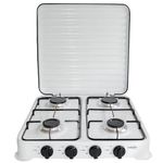 product_image_name-Generic-Cuisinière De Table 4 Feux Avec Couvercle Strié En Inox + Poêle 24 Cm + Briquet Allume Gaz - Blanc-2