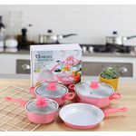 product_image_name-Generic-Ensemble de Casseroles de Cuisine Antiadhésives – Batterie de Cuisine en Aluminium avec Couvercles en Verre & Poêle à Frire Colorée-1