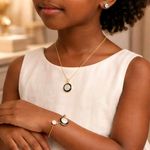 product_image_name-Fashion-Ensemble Bijoux Fillette - Or Plaqué (Chaîne, Boucles d'Oreilles et Bracelet)-1