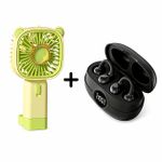 Generic Ventilateur Portable Rechargeable + Écouteurs Bluetooth Sans Fil LED
