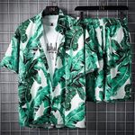 Ensemble short hawaïen à manches courtes-Vert