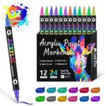 product_image_name-Generic-Ensemble de 12 stylos de peinture acrylique à double pointe (24 couleurs) - Marqueurs acryliques liquides directs, stylos de peinture à double extrémité pour peinture sur roche, bois, verre, céramique, pierre et bricolage-1