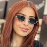 Lunettes de Soleil Femme - Forme Œil-de-Chat (Cat Eye) - Design Sans Monture (Rimless) - Verres Noir Intense & Branches Argentées