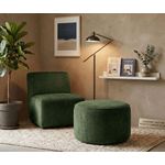 SIMO Set Fauteuil et pouf en daim Vert