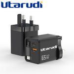 product_image_name-Utarudi-Chargeur Rapide Voyage 65W GaN USB C Double Port avec Câble Rétractable Intégré-1