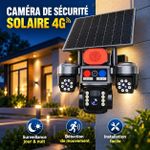 Caméra de sécurité solaire 4G / Caméra de surveillance solaire à double/triple objectif