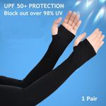 product_image_name-Generic-Une paire de manches anti-UV Ice avec trous pour les pouces pour hommes et garçons, couverture de bras de compression rafraîchissante UV, manche de sport extérieure -NOIR-5