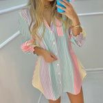 product_image_name-AIDAILU-Chemise à Manches Longues pour Femmes Décontractées pour Dames Rayures à Boutons-3