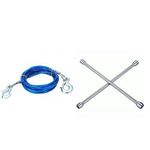 Câble En Acier Pour Véhicule  4m - Bleu + Clé De Roue En Croix