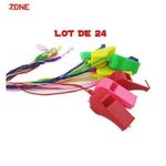 Sifflet En Plastique Avec Cordon (Lot De 24) MultiCouleur
