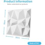 product_image_name-TodyJeyHo-16 Panneaux muraux décoratifs 3D en design diamant, Panneaux muraux PVC 3D diamant, Panneaux muraux texturés 3D, pour décoration murale intérieure blanc mat (Blanc-30 * 30 cm)-3