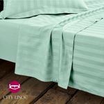 product_image_name-Generic-Drap De Lit 2 Places Avec 2 Taies-à Motif Rayures-Vert pastel-1