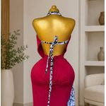 Mode Robe Longue Élégante Drapée avec Écharpe Imprimée - image 2