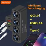 product_image_name-Generic-Chargeur De Voiture Haute Puissance 120 W Adaptateur USB C/une à Quatre Prises-3