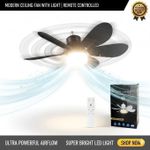 Generic Ventilateur de plafond encastré E27 avec éclairage - Ventilateur de plafond compact et silencieux avec éclairage LED à intensité variable - image 3