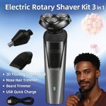 product_image_name-addigoes-Rasoir Électrique 3 en 1 pour Hommes, Rasoir Rotatif Sans Fil Rechargeable avec Tondeuse Escamotable - Pour Visage, Favoris et Nez, Usage Sec et Mouillé (Gris)-1